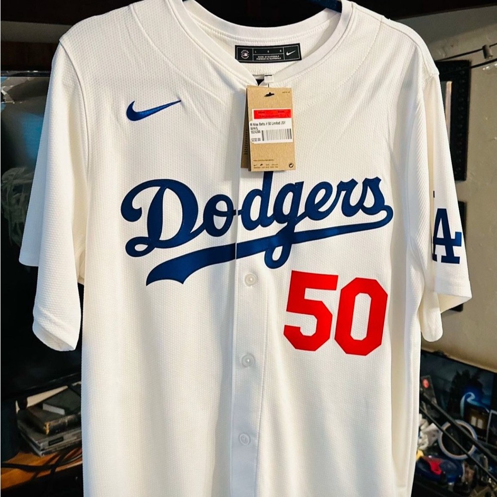 Nike Dodgers White Jersey Mookie Betts
